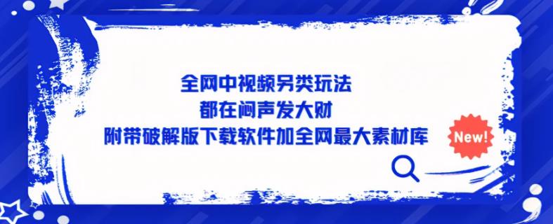 （3403期）全网中视频另类玩法，都在闷声发大财，附带破解版下载软件加全网最大素材库 短视频运营 第1张