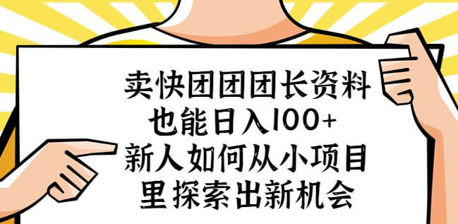 （3681期）卖快团团团长资料也能日入100+新人如何从小项目里探索出新机会 网赚项目 第1张