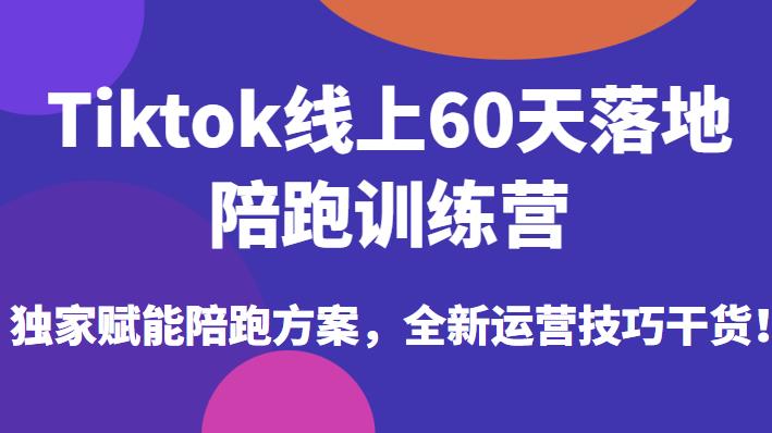 （4506期）Tiktok线上60天落地陪跑训练营，独家赋能陪跑方案，全新运营技巧干货 短视频运营 第1张