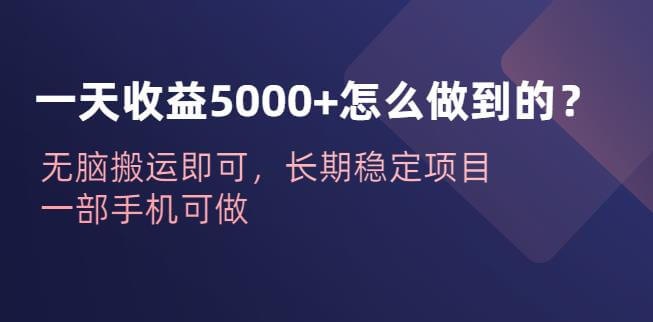 （4620期）一天收益5000+怎么做到的？无脑搬运即可，长期稳定项目，一部手机可做【揭秘】 网赚项目 第1张