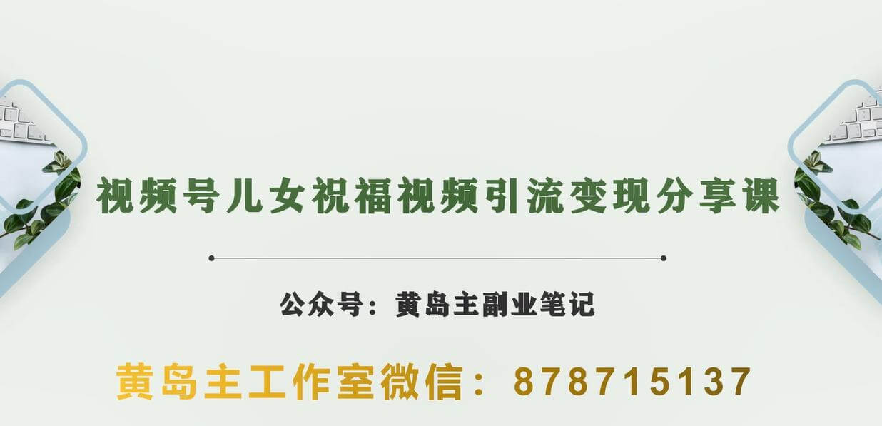 （5297期）黄岛主·视频号儿女祝福视频引流变现分享课，银发经济新风囗【视频+素材】 短视频运营 第1张