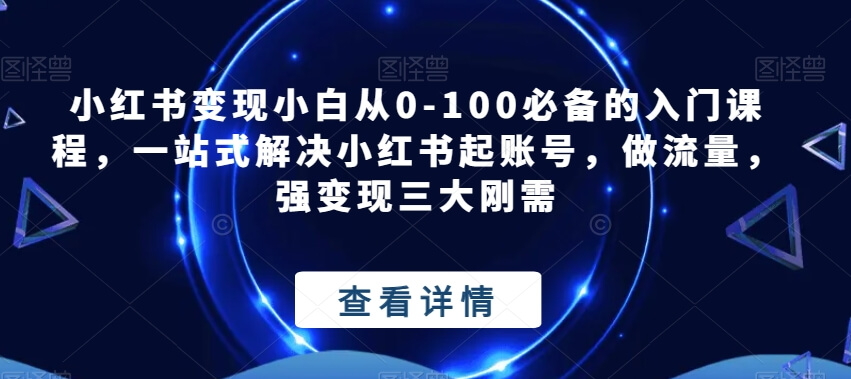 （5754期）小红书变现小白从0-100必备的入门课程，一站式解决小红书起账号，做流量，强变现三大刚需 新媒体 第1张