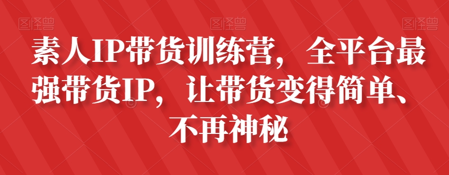 （6507期）素人IP带货训练营，全平台最强带货IP，让带货变得简单、不再神秘 短视频运营 第1张