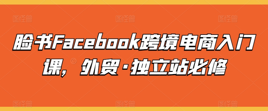 （8441期）脸书Facebook跨境电商入门课，外贸·独立站必修