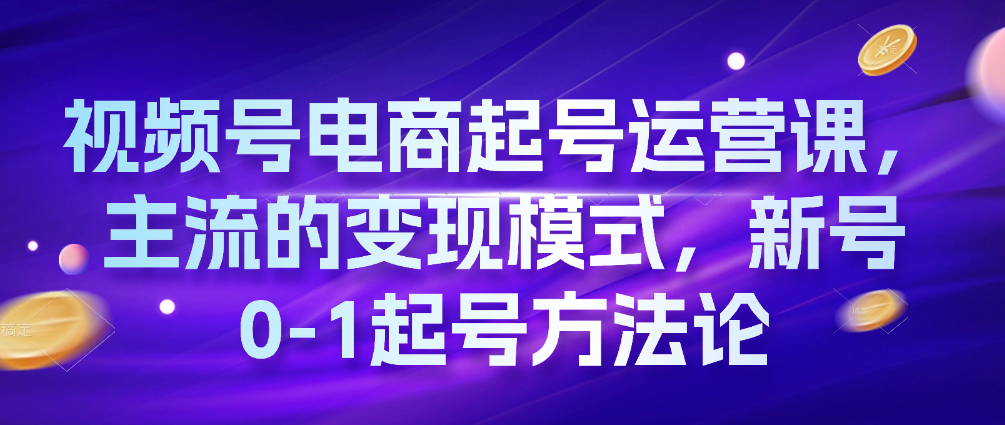 （8773期）视频号电商起号运营课，主流的变现模式，新号0-1起号方法论 短视频运营 第1张