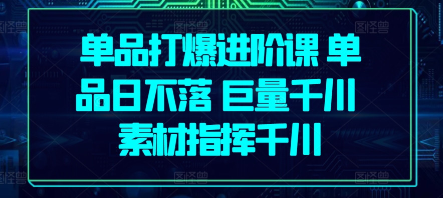 （8798期）单品打爆进阶课，单品日不落，巨量千川，素材指挥千川