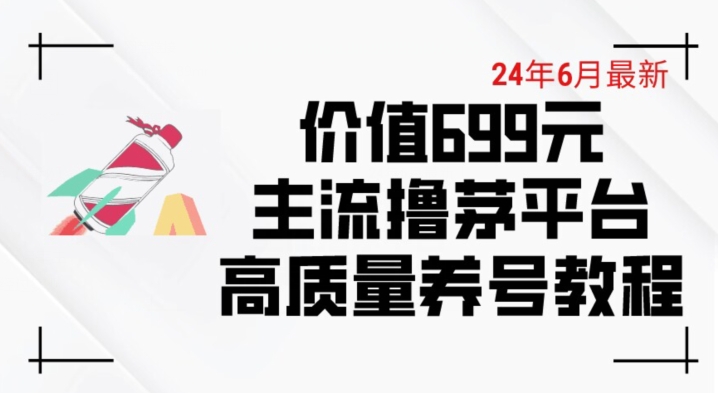 （8825期）24年6月最新价值699元，主流撸茅台平台，高质量养号教程