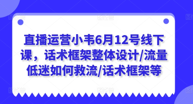 （8979期）直播运营小韦6月12号线下课，话术框架整体设计/流量低迷如何救流/话术框架等