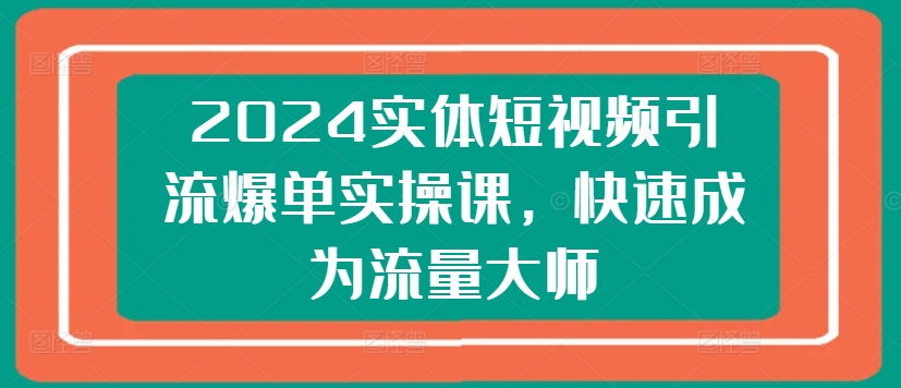 （9031期）2024实体短视频引流爆单实操课，快速成为流量大师