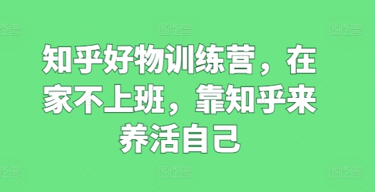 （9114期）知乎好物训练营，在家不上班，靠知乎来养活自己