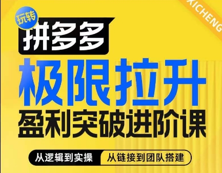 （9165期）拼多多极限拉升盈利突破进阶课，​从算法到玩法，从玩法到团队搭建，体系化系统性帮助商家实现利润提升