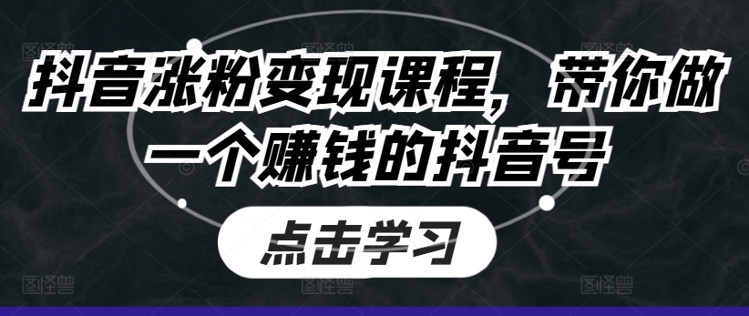 （9169期）抖音涨粉变现课程，带你做一个赚钱的抖音号 短视频运营 第1张