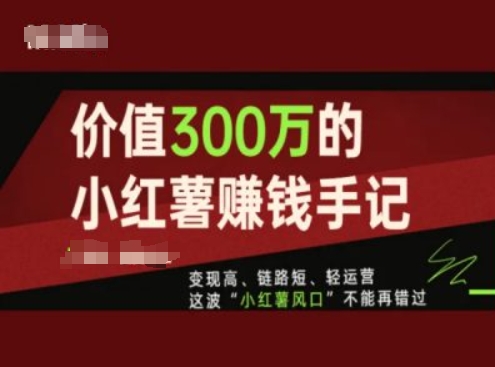 （9229期）价值300万的小红书赚钱手记，变现高、链路短、轻运营