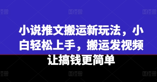 （9237期）小说推文搬运新玩法，小白轻松上手，搬运发视频让搞钱更简单