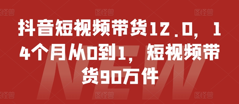 （9252期）抖音短视频带货12.0，14个月从0到1，短视频带货90万件