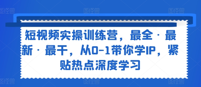 （9391期）短视频实操训练营，最全·最新·最干，从0-1带你学IP，紧贴热点深度学习