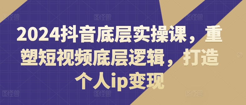 （9472期）谢老师·2024抖音底层实操课，​重塑短视频底层逻辑，打造个人ip变现