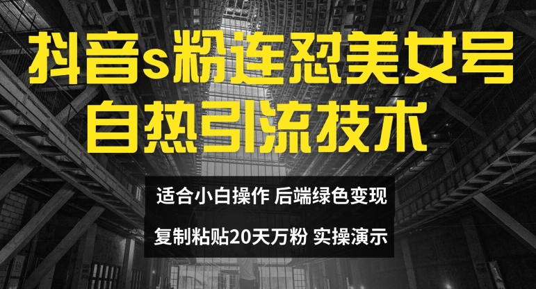 （9548期）抖音s粉连怼美女号自热引流技术复制粘贴，20天万粉账号，无需实名制，矩阵操作