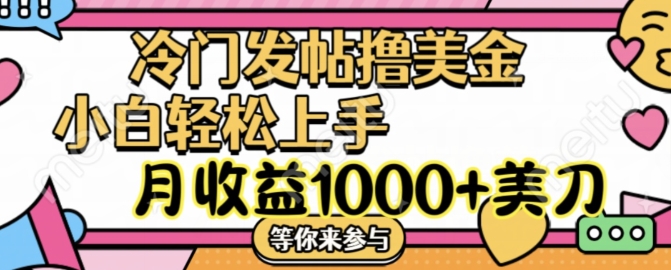 （9563期）冷门发帖撸美金项目，月收益1000+美金，简单无脑，干就完了