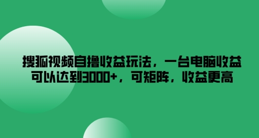 （9710期）搜狐视频自撸收益玩法，一台电脑收益可以达到3k+