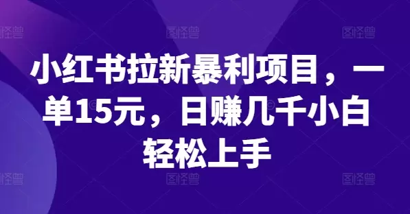 （9719期）小红书拉新获取收益项目，一单15元，