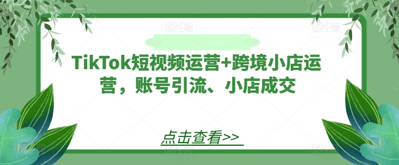 （9773期）巨量出海研究院·TikTok短视频运营和跨境小店运营