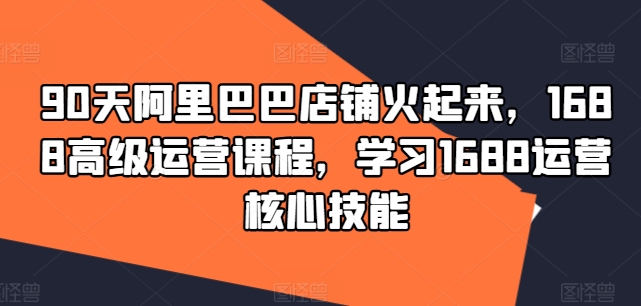 （9789期）90天阿里巴巴店铺火起来，1688高级运营课程，学习1688运营核心技能