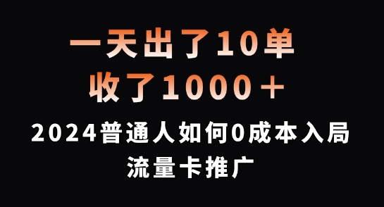 （9880期）0成本做流量卡推广，一天出了10单，收了1000+