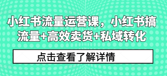 （9949期）凤婷老师·小红书流量运营课，搞流量+高效卖货+私域转化