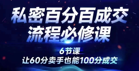 （9960期）梁晓芸·私密百分百成交流程必修课，让60分卖手也能100分成交