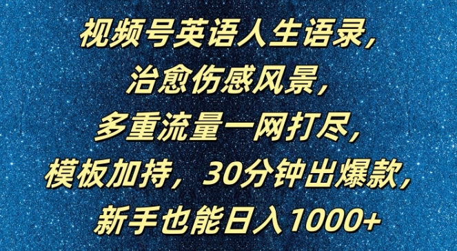 （9976期）视频号英语人生语录，吸引中老年人用户，多重流量一网打尽，日入1000+