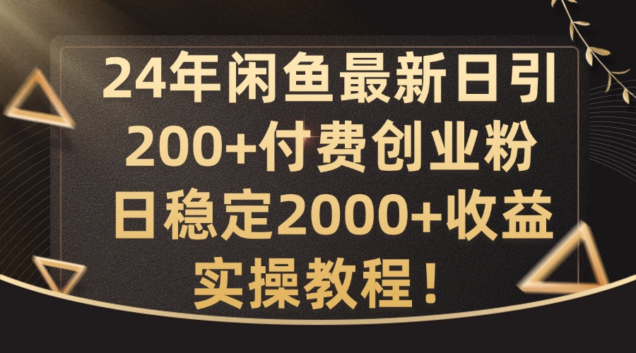 （9985期）24年闲鱼日引200+付费创业粉，日稳2000+，实操教程 网赚项目 第1张