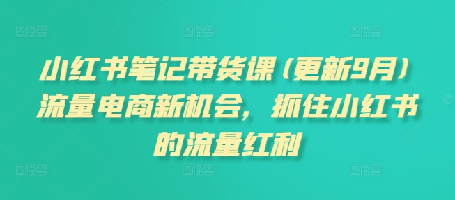 （8851期）小红书笔记带货课，流量电商新机会，抓住小红书的流量红利【6月更新】