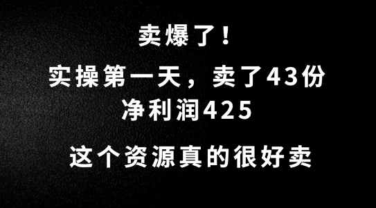 （10028期）需求很大的一个资源，实操第一天卖了43份，净利润425