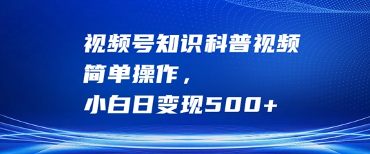 （10085期）视频号知识科普，多种渠道变现，操作简单，日入500+