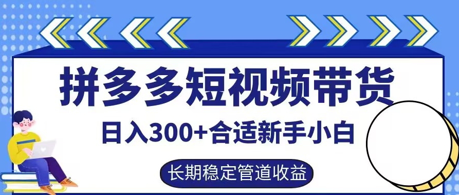 （10165期）拼多多短视频带货，长期稳定日入300+