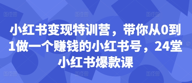 （10273期）柚子·小红书变现特训营，带你从0到1做一个赚钱的小红书号