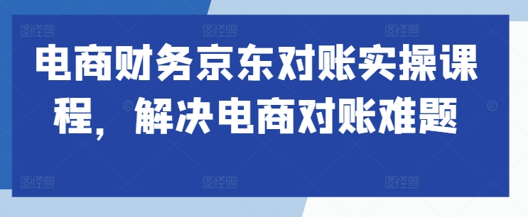 （10293期）许哈哈·电商财务京东对账实操课程，解决电商对账难题