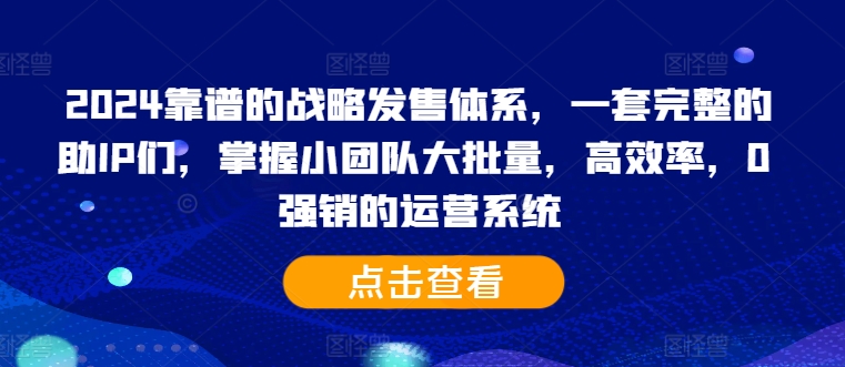 （103114期）2024靠谱的战略发售体系，一套完整的助IP们，掌握小团队大批量